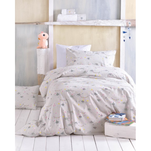 Σετ Σεντόνια Ημίδιπλα 3 Τεμαχίων Rythmos Fouska Γκρι 160x260