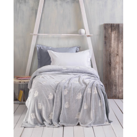 Κουβέρτα Fleece Φωσφοριζέ Ημίδιπλη Rythmos Spooggi Γκρι...