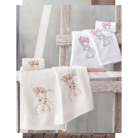 Σετ Πετσέτες 3 Τεμαχίων Rythmos Ava Λευκό