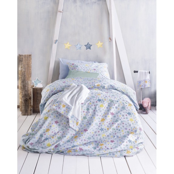 Σετ Σεντόνια Ημίδιπλα 3 Τεμαχίων Rythmos Glow Μπλε 160x260