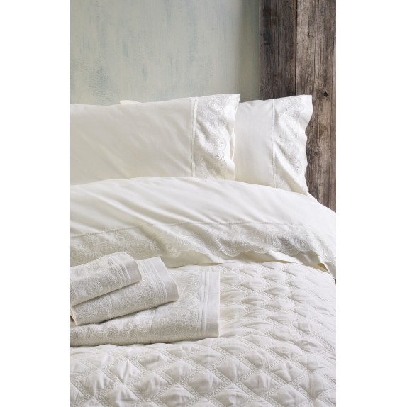 Σετ Σεντόνια Υπέρδιπλα 4 Τεμαχίων Rythmos Anika Εκρού...