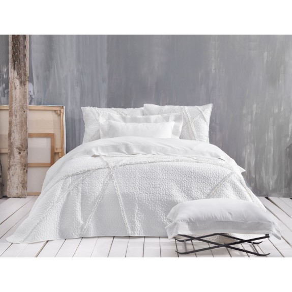 Σετ Κουβερλί Υπέρδιπλο 3 Τεμαχίων Rythmos Deste Λευκό