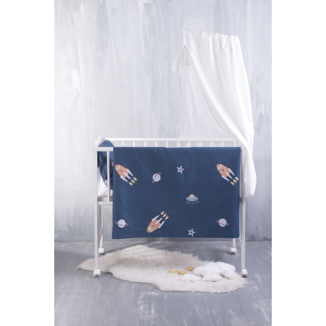 Σεντόνι Λίκνου Rythmos Spaceship Μπλε 80x110