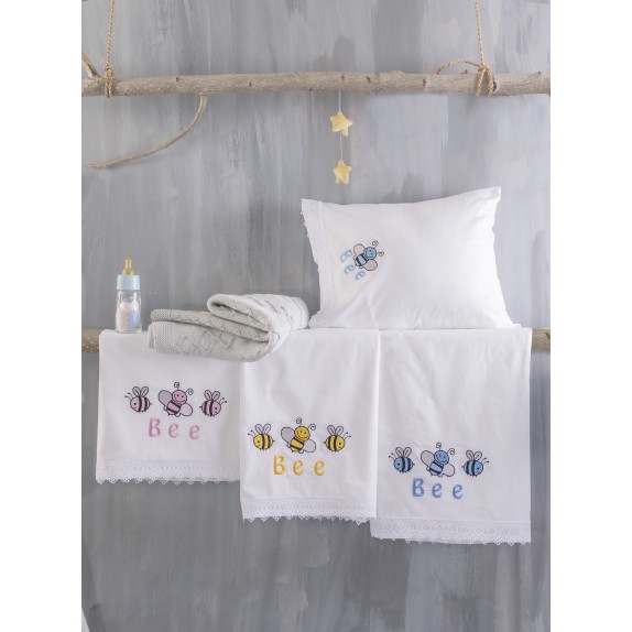 Σετ Σεντόνια Κούνιας 3 Τεμαχίων Rythmos Honey Bee Κίτρινο...