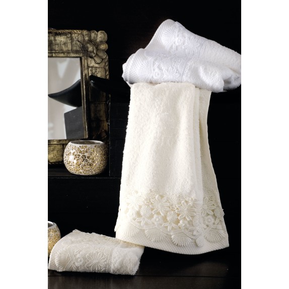 Σετ Πετσέτες 3 Τεμαχίων Rythmos Olivine Λευκό