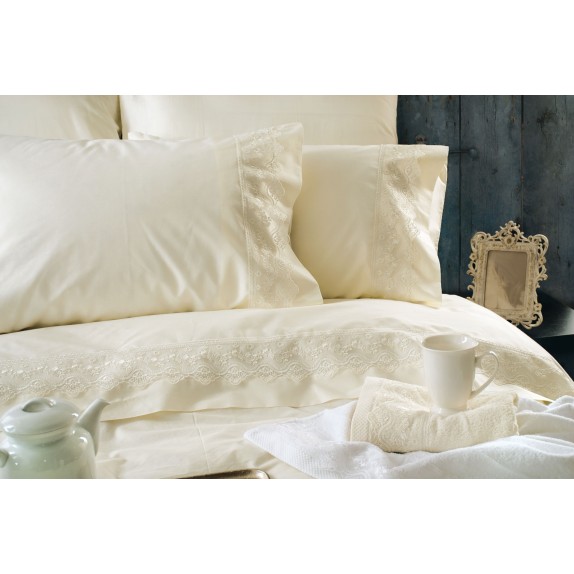 Σετ Σεντόνια Υπέρδιπλα 4 Τεμαχίων Rythmos Nena Εκρού 230x260