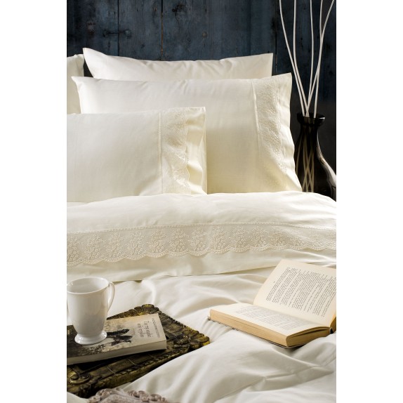 Σετ Σεντόνια Υπέρδιπλα 4 Τεμαχίων Rythmos Helga Εκρού...