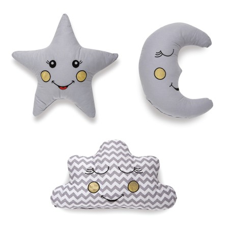 Σετ Μαξιλάρια Διακόσμησης 3 Τεμαχίων Sb Home Baby Deco Pillows Silver