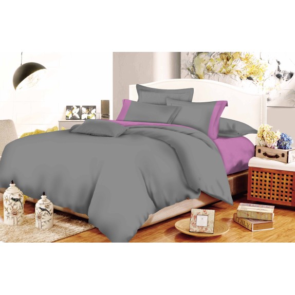 Σετ Σεντόνια Μονά 3 Τεμαχίων ΚΟΜΒΟΣ Grey - Lilac 160x240
