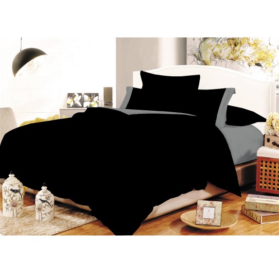 Σετ Σεντόνια Μονά 3 Τεμαχίων ΚΟΜΒΟΣ Black - Grey 160x240