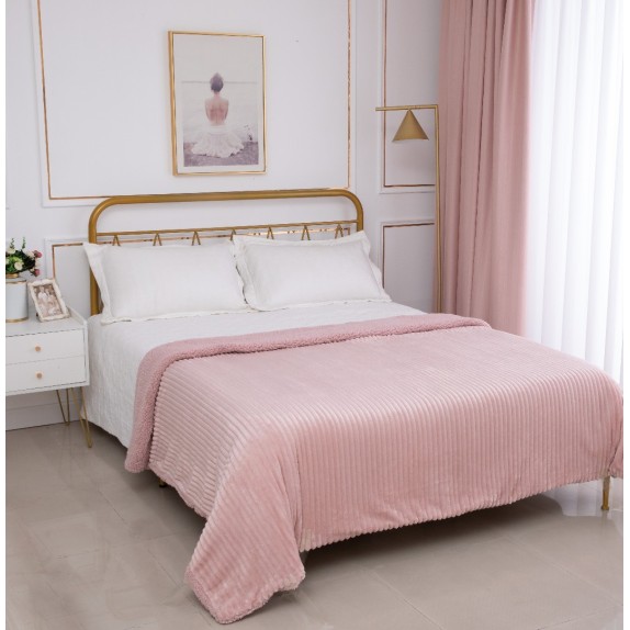 Κουβέρτα με Sherpa Μονή Silk Fashion Kotle Old Rose 170x220