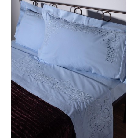 Σετ Σεντόνια Χειροποίητα Υπέρδιπλα 4 Τεμαχίων Silk Fashion 710 Σιέλ 225x270