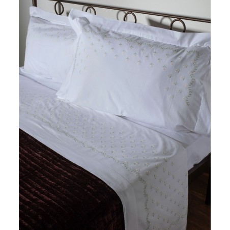 Σετ Σεντόνια Χειροποίητα Υπέρδιπλα 4 Τεμαχίων Silk Fashion 2806A Λευκό Κίτρινο 225x270