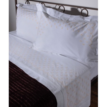 Σετ Σεντόνια Χειροποίητα Ημίδιπλα 3 Τεμαχίων Silk Fashion 2806B Λευκό Κίτρινο 180x270