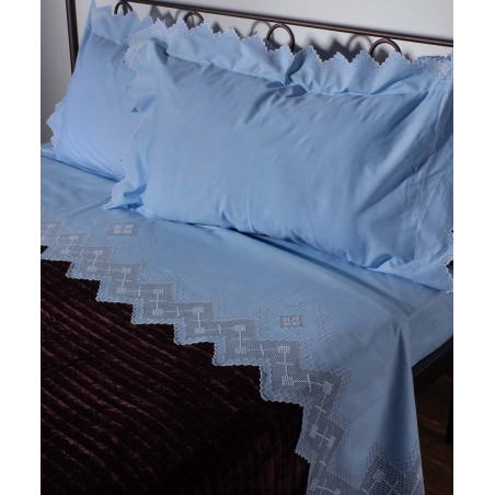 Σετ Σεντόνια Χειροποίητα Υπέρδιπλα 4 Τεμαχίων Silk Fashion 712 Σιέλ 225x270