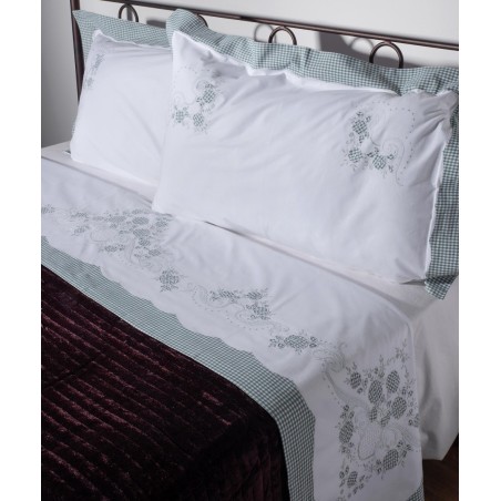 Σετ Σεντόνια Χειροποίητα Υπέρδιπλα 3 Τεμαχίων Silk Fashion 644-1 Πράσινο 225x270