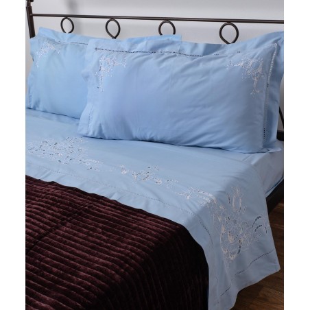 Σετ Σεντόνια Χειροποίητα Υπέρδιπλα 4 Τεμαχίων Silk Fashion 800 Σιέλ 225x270