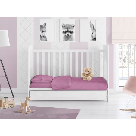 Σετ Σεντόνια Κούνιας 3 Τεμαχίων Dimcol Solid 492 Lila 120x160