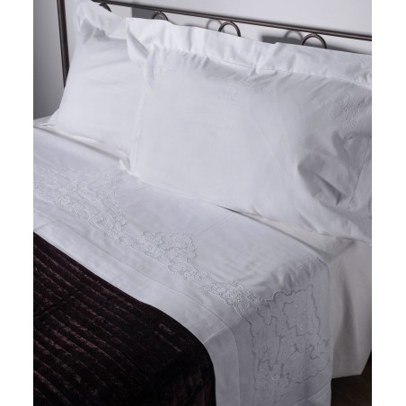 Σετ Σεντόνια Χειροποίητα Υπέρδιπλα 3 Τεμαχίων Silk Fashion 3772 Λευκό 225x270