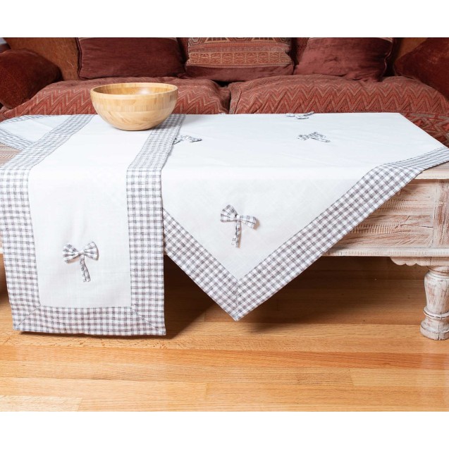 Καρέ Silk Fashion Bow Ivory/Γκρι 90x90