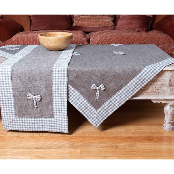 Τραπεζομάντηλο Silk Fashion Bow Καφέ 140x180