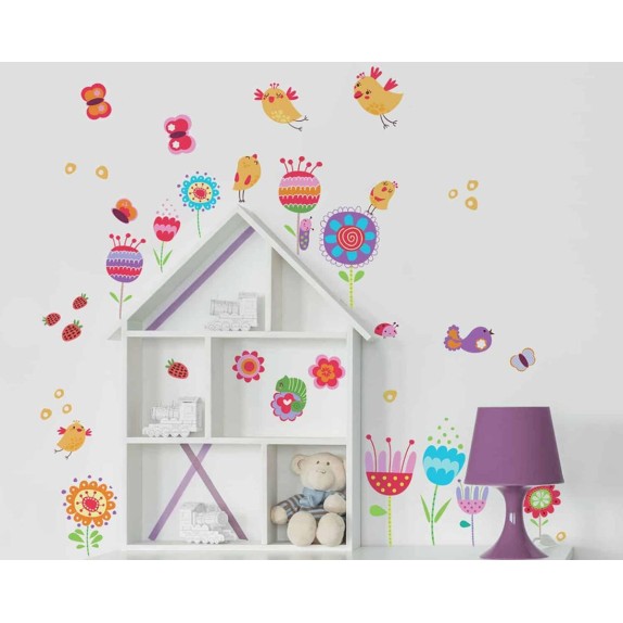 Διακοσμητικά Αυτοκόλλητα Τοίχου Ango Birds And Flowers 11214