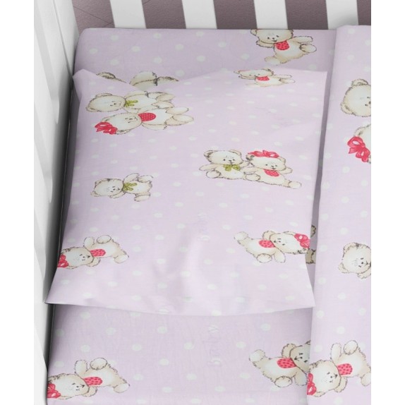 Μαξιλαροθήκη Dimcol Two Lovely Bears 65 Λιλά 35x45