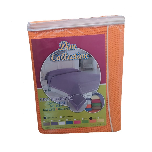 Κουβέρτα Πικέ Μονή Dimcol Orange 160x220