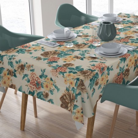 Τραπεζομάντηλο Dimcol Vintage Flower 480 Εκρού-Aqua 140x180