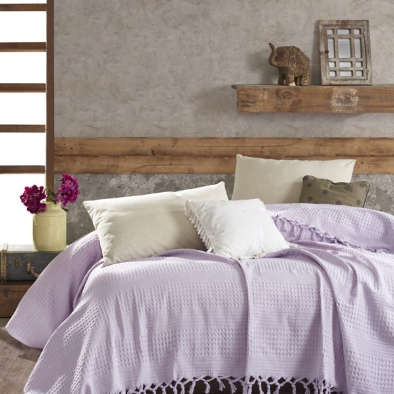 Κουβέρτα Πικέ Υπέρδιπλη Dimcol Dobby Lila 220x240