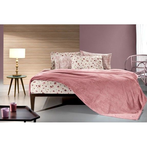 Κουβέρτα Fleece Υπέρδιπλη Guy Laroche Rombus Coral 220x240