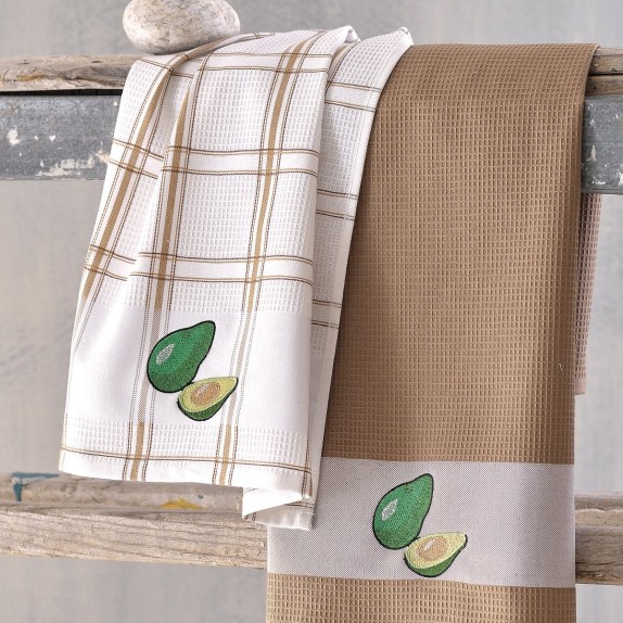 Σετ Πετσέτες Κουζίνας 2 Τεμαχίων Rythmos Avocado 45x70