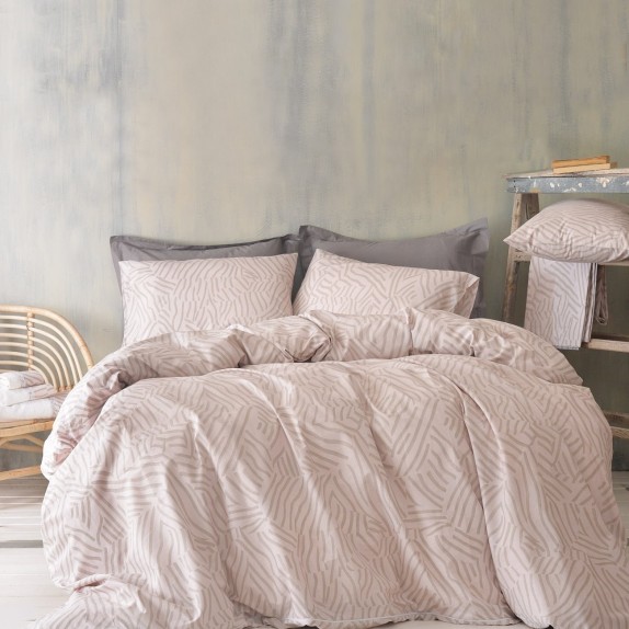 ΣΕΤ Σεντόνια King Size 4 Τεμαχίων Rythmos Derek Ροζ 270x290