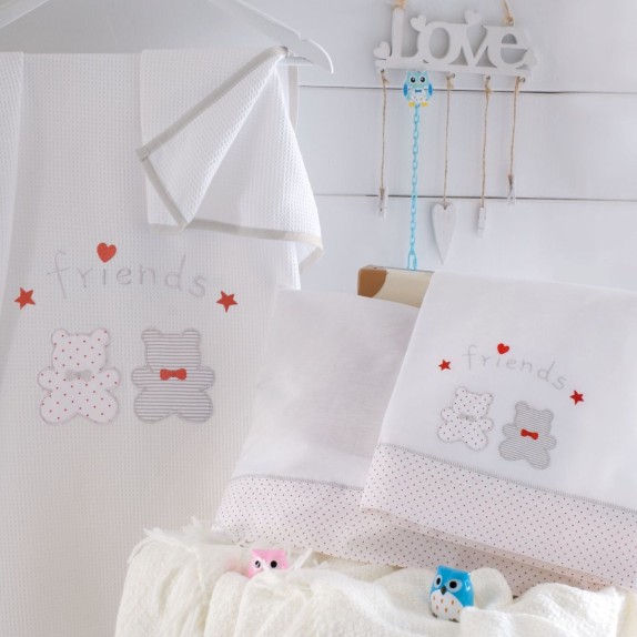 Κουβέρτα Πικέ Κούνιας Rythmos Bip & Pip Λευκό 120x150