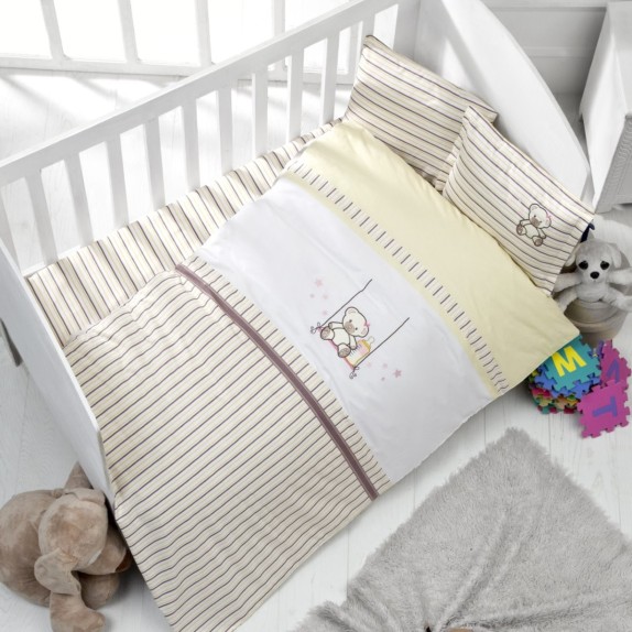 Σετ Σεντόνια Κούνιας 3 Τεμαχίων Rythmos Bear 100x150