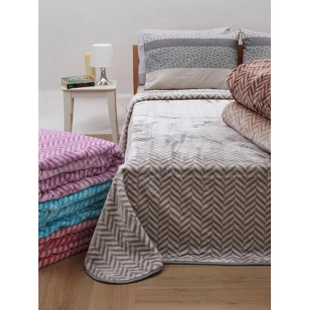 Κουβέρτα Υπέρδιπλη Βελουτέ Ζακάρ Anesis Beige 220x240