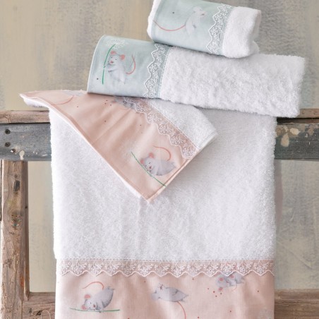 Σετ Βρεφικές Πετσέτες 2 Τεμαχίων Rythmos Jerom Σομόν