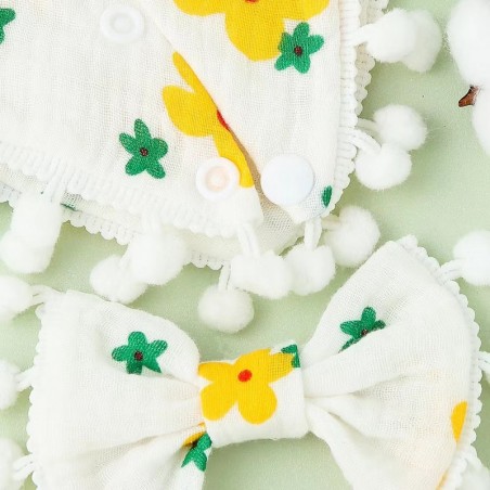 Σετ Σαλιάρα Μπαντάνα Μουσελίνα και Κορδέλα Μαλλιών Morven 22014-11 Κίτρινο