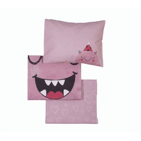 Σετ Σεντόνια Κούνιας 3 Τεμαχίων Nef-Nef Monstermania Rose 120x170