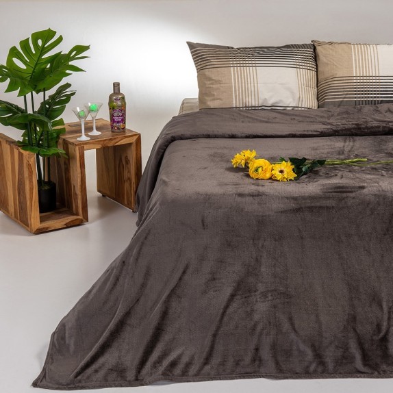 Κουβέρτα Fleece Υπέρδιπλη Melinen Tokyo Brown Grey 220x240