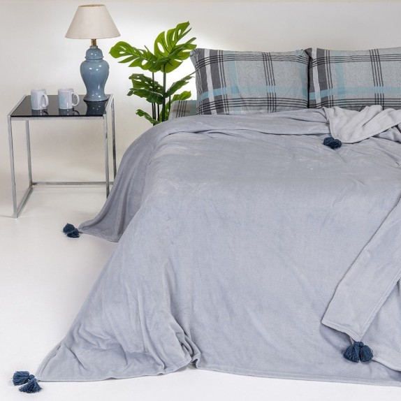 Κουβέρτα Fleece Υπέρδιπλη Melinen Berlin Light Grey 220x240