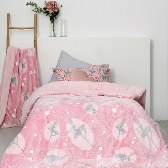 Παιδικό Κουβερτοπάπλωμα Φωσφοριζέ Μονό με Sherpa...