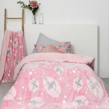 Παιδικό Κουβερτοπάπλωμα Φωσφοριζέ Μονό με Sherpa Palamaiki Ballet 160x220