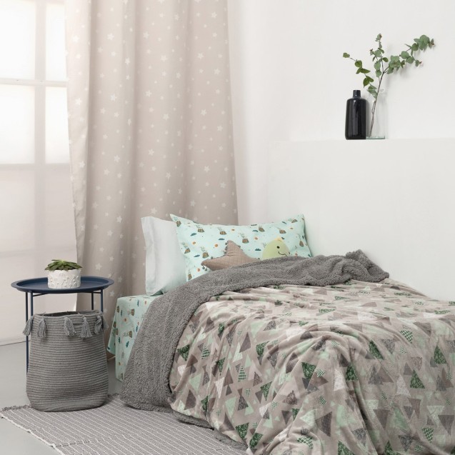 Παιδική Κουβέρτα Fleece Φωσφοριζέ με Sherpa...