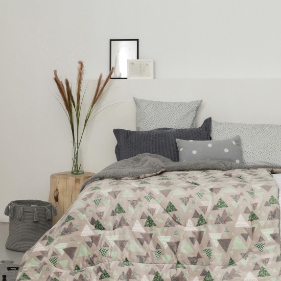 Κουβέρτα Fleece Φωσφοριζέ με Sherpa Υπέρδιπλη Palamaiki...