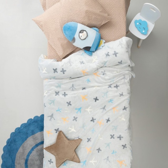 Παιδική Κουβέρτα Fleece Φωσφοριζέ με Sherpa...