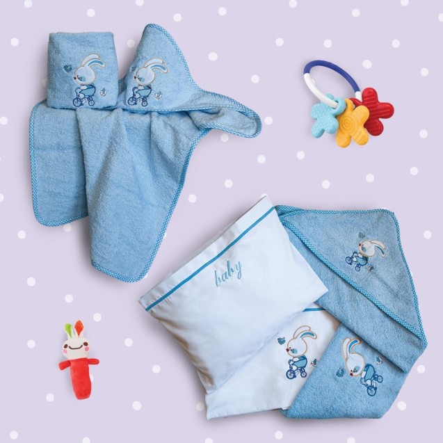 Σετ Βρεφικές Πετσέτες 2 Τεμαχίων Sbaby Bike Blue