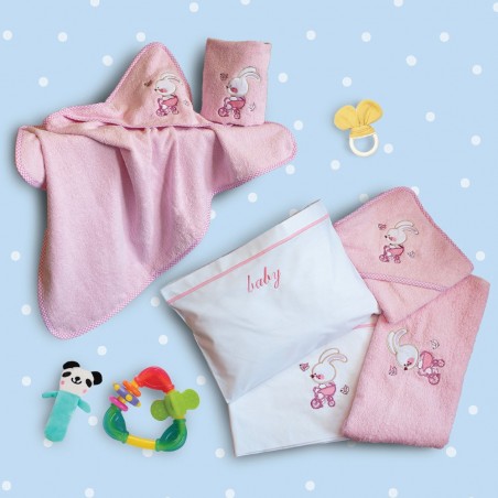 Σετ Βρεφικές Πετσέτες 2 Τεμαχίων Sbaby Bike Pink