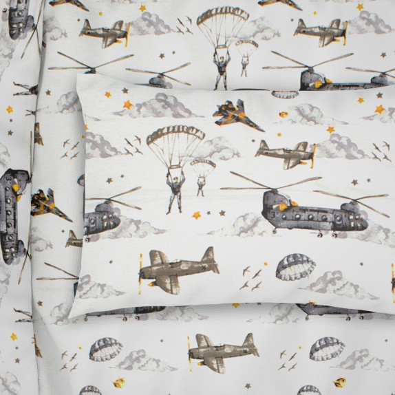 Βρεφική Μαξιλαροθήκη Dimcol Airforce 195 White-Grey 35x45