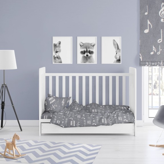 Πάπλωματοθήκη Κούνιας Dimcol Πεντάγραμμο 445 Γκρι 120x160